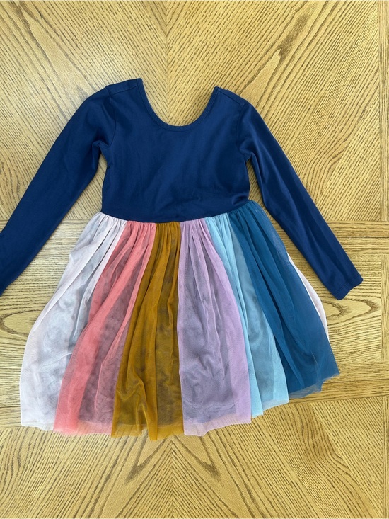 Hanna Andersson Other - Hanna Andersson Girls Navy Long-Sleeve Rainbow Tulle Skirt Dress